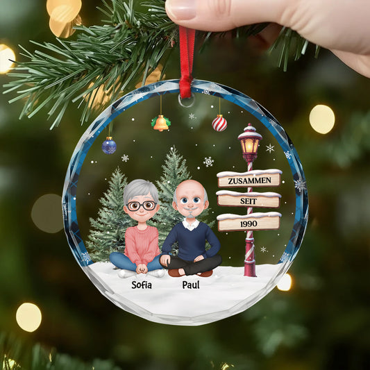 5758OGE2 zusammen seit strassenschilder personalisierter weihnachtsschmuck_ glas paar 5758O3QMG