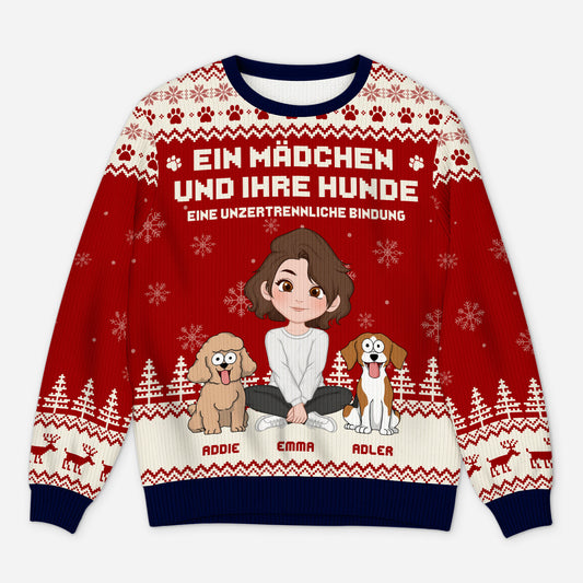 5763WGE1 eine unzertrennliche bindung zwischen mensch hund pfoten weihnachtspullover hund personalisiert_ 5763W8VTC
