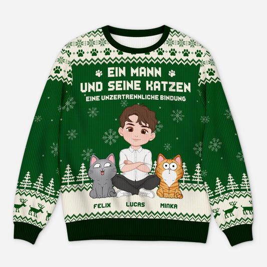 5763WGE1 eine unzertrennliche bindung zwischen mensch katze pfoten weihnachtspullover katze personalisiert_ 5763W8WTD