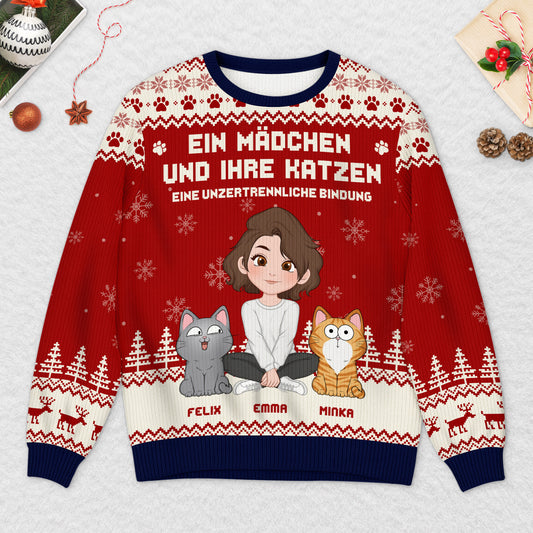 5763WGE2 eine unzertrennliche bindung zwischen mensch katze pfoten weihnachtspullover katze personalisiert_ 5763W8WTD