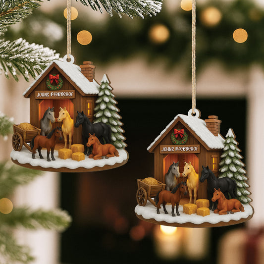 5767OGE2 3d druck effekt pferdehof personalisierte 1 schicht holz ornamente weihnachten pferde 5767O3LQU