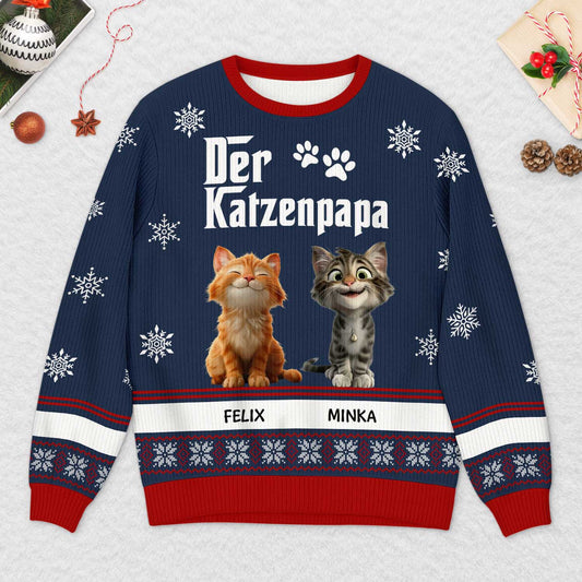5782WGE2 der katzenpapa weihnachtspullover katze personalisiert_ 5782WKFCD