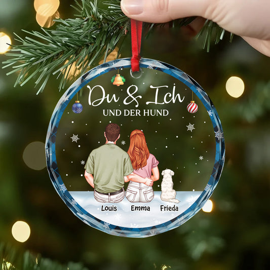 5786OGE2 du ich und die hunde personalisierter weihnachtsschmuck_ glas paare 5786OKT0C