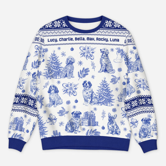 5799WGE1 hunde toile de jouy weihnachtspullover hund personalisiert_ 5799WTMMC