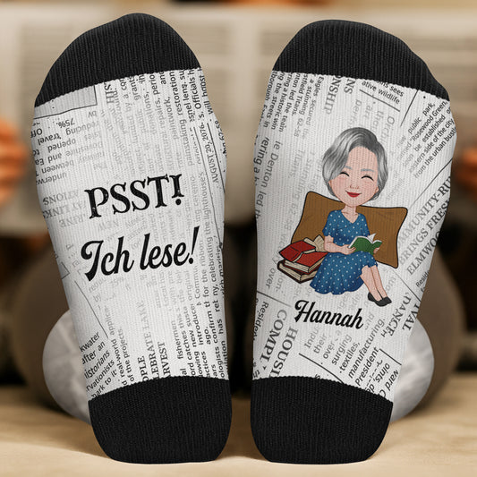 5809JGE2 psst ich lese socken personalisieren text leseratten_ frauen 5809JKLMA