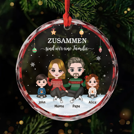 5842OGE1 gemeinsam sind wir eine familie personalisierter weihnachtsschmuck_ glas familie 5842OKZ8I