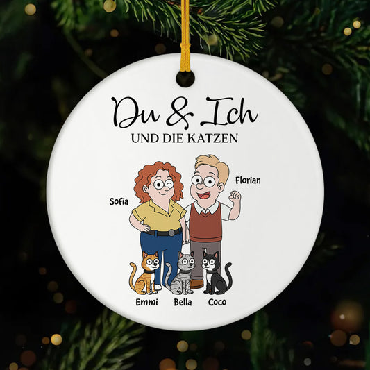 5854OGE1 du ich und die katze personalisierte keramik ornament paar 5854OKQ7D