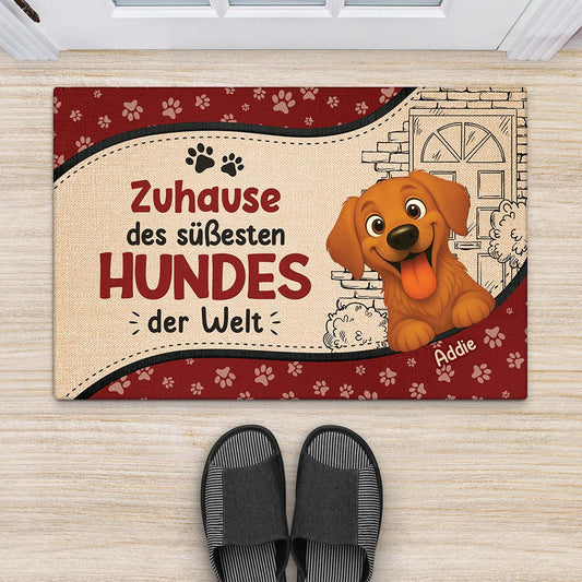 5872DGE2 zuhause der sussesten hunde der welt fussmatte personalisiert hund_ 5872D8LZC_1