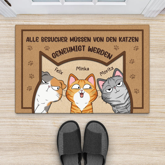 5931DGE2 allebesuchermussenvonderkatze genehmigtwerden fussmatte katzen personalisiert 5931D6TAD
