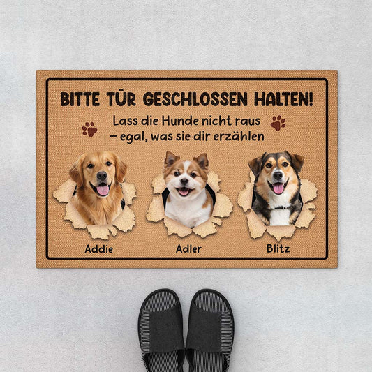 5932DGE1 bitte tur geschlossen halten fussmatte personalisiert hund_ mit foto 5932D6VZC