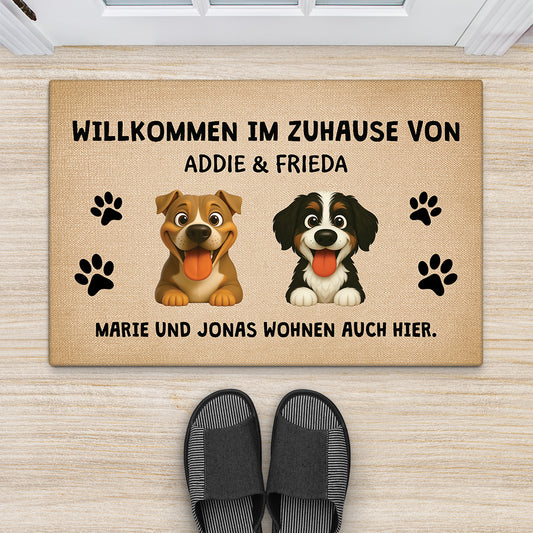 5945DGE2 willkommen bei fussmatte personalisiert hund_ cartoon 5945DKL0C
