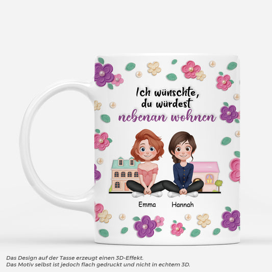5950MGE1 3d druck effekt ich wunschte du wurdest nebenan wohnen blumen cartoon personalisierte tassen freundinnen_ schwester 5950M8VAF