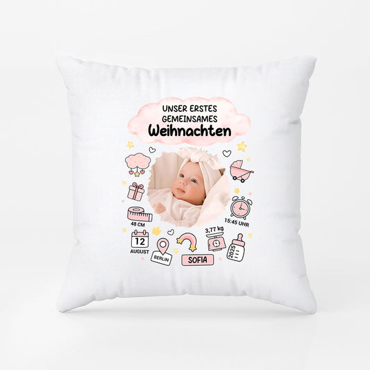 5967PGE1 unser erstes gemeinsames weihnachten kissen geburt personalisiert_ mit foto 5967P8VTK