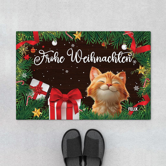 5974DGE1 meowy catmas weihnachten fussmatte katzen personalisiert 5974DTKAD