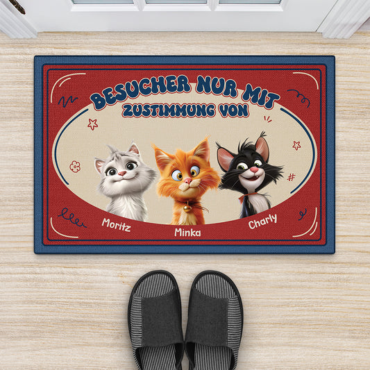 5981DGE2 besucher nur mit genehmigung der katze cartoon fussmatte katzen personalisiert 5981D8TZD