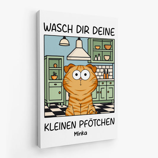 5990CGE1 wasch dir deine kleinen pfotchen katze leinwand personalisiert 5990C36QD2