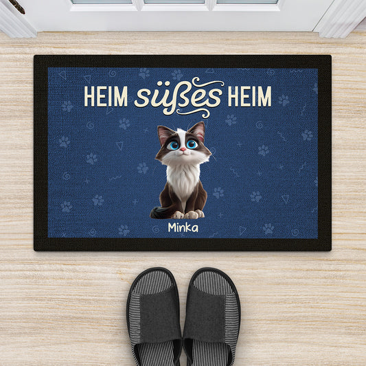 6005DGE2 heim susses heim fussmatte katzen personalisiert 6005D3VTD