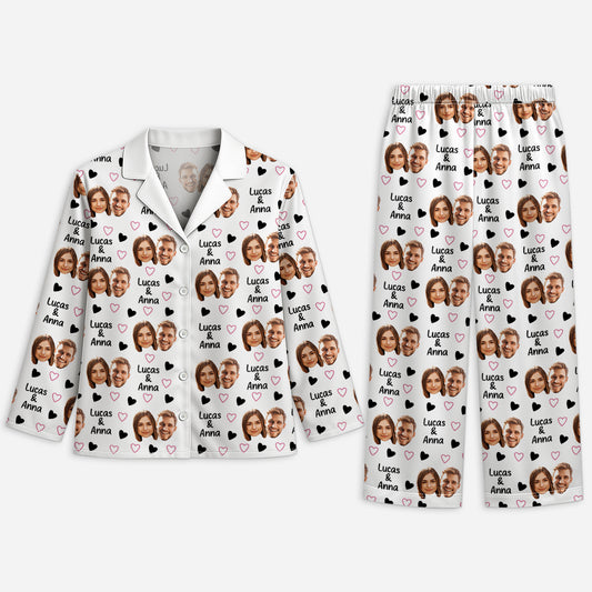 6008VGE1 du ich mit gesicht personalisierte pyjamas_ paare 6008V8VCG