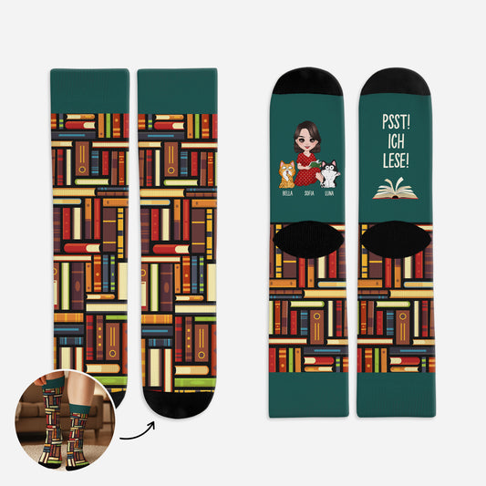 6034JGE1 psst ich lese socken personalisieren text_ leseratten mit katzen 6034J8LND