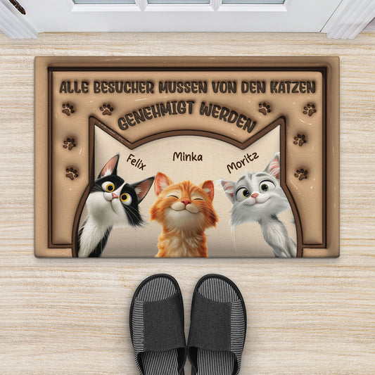 6049DGE2 3d druck effekt allebesuchermussenvonderkatze genehmigtwerden fussmatte katzen personalisiert 6049D6TAC