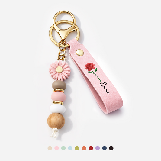 6082MGE1 name glitzer blumen personalisierte geschenke fur frauen uv druck daisy schlusselanhanger perlen 6082mj6h5a