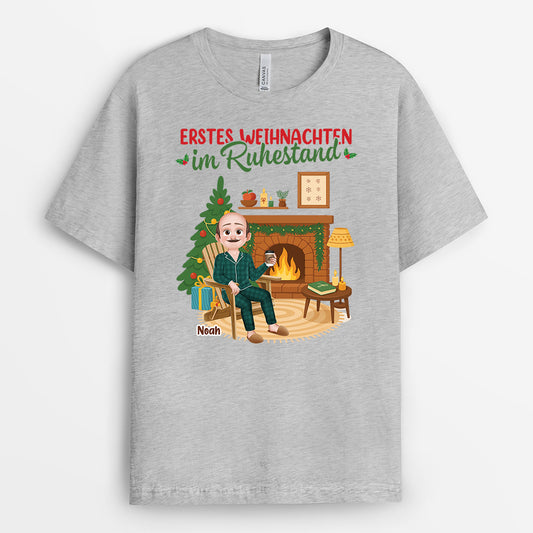 6095AGE2 erstes weihnachten im ruhestand personalisiertes t shirt rente herren_ damen 6095ATLNA