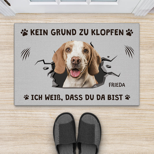 6160DGE2 kein klopfen notig ich weiss dass du da bist lustige fussmatte personalisiert hund_ mit foto 6160D8QNC