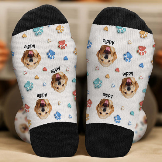 6191JGE2 3d druck effekt katze mit pfoten personalisierte socken foto_ 6191J8TAC