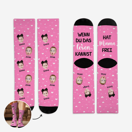 6224JGE1 wenn du das lesen kannst hat mama frei socken personalisieren text_ mama papa 6224J6KNA