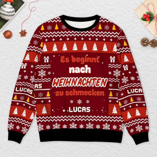 6240WGE2 es beginnt nach pizza zu schmecken personalisierter weihnachtspullover_ 6240W