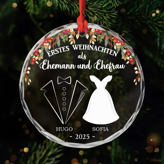 6258OGE1 erstes weihnachten als ehemann und ehefrau glas weihnachtsschmuck personalisiert_ 6258OKT5G