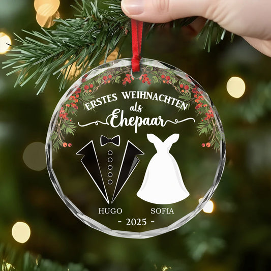 6258OGE2 erstes weihnachten als ehemann und ehefrau glas weihnachtsschmuck personalisiert_ 6258OKT5G