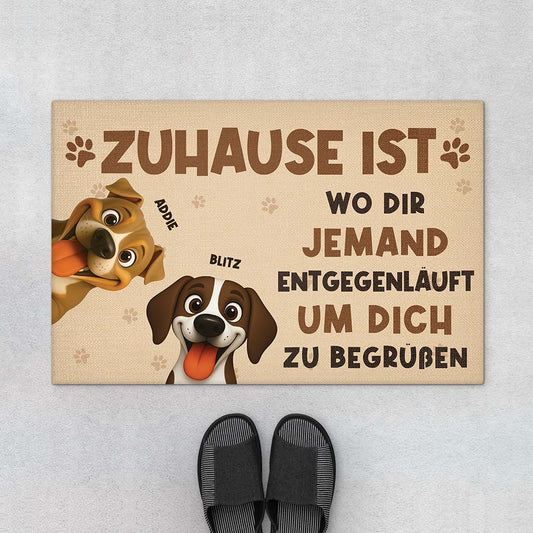 6259DGE1 zuhause ist wo dir jemand entgegenlauft um dich zu begrussen fussmatte personalisiert hund_ 6259D8VZC