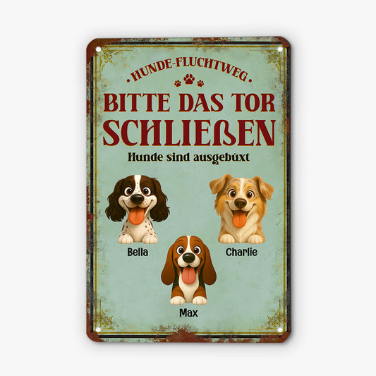6267EGE2 fluchtweg bitte das tor schliessen turschild hund personalisiert_ 6267E8QMC