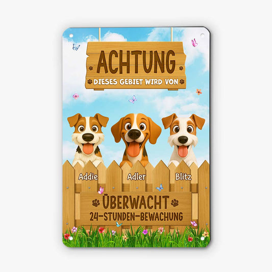 6281EGE1 warnung von hunden bewachtes gebiet turschild hund personalisiert_ 6281E3VMC
