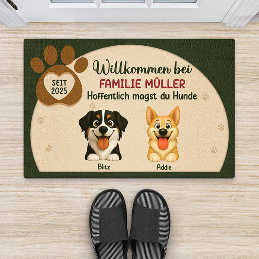 6299DGE2 herzlich willkommen hoffentlich magst du hunde fussmatte personalisiert hund_ 6299DTMZC