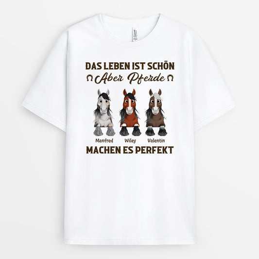 6328AGE1 das leben ist schon aber pferde machen es perfekt pferde t shirt personalisiert 6328A6VTU