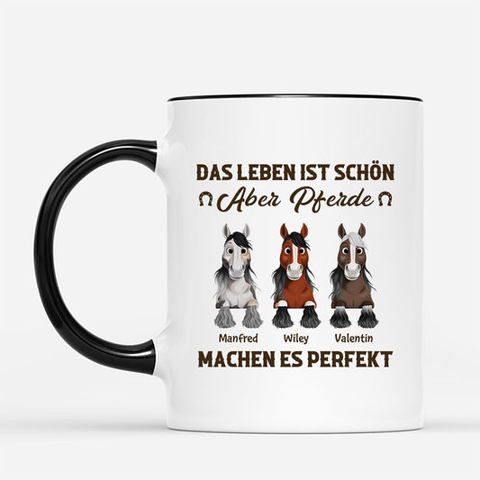 6328MGE2 das leben ist schon aber pferde machen es perfekt pferde tasse personalisiert 6328M6VTU