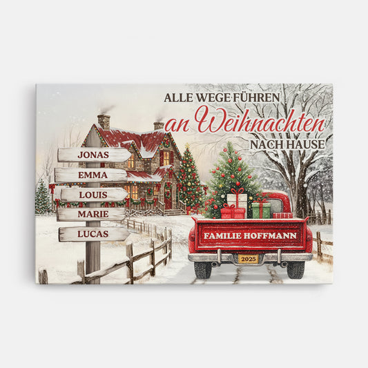 6340CGE1 alle wege fuhren an weihnachten nach hause personalisierte leinwand familie_ mit namen weihnachten 6340CTTNI