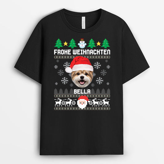 6365AGE1 frohe weihnachten mit hund personalisiertes t shirt foto weihnachten haustiere 6365AKZMC