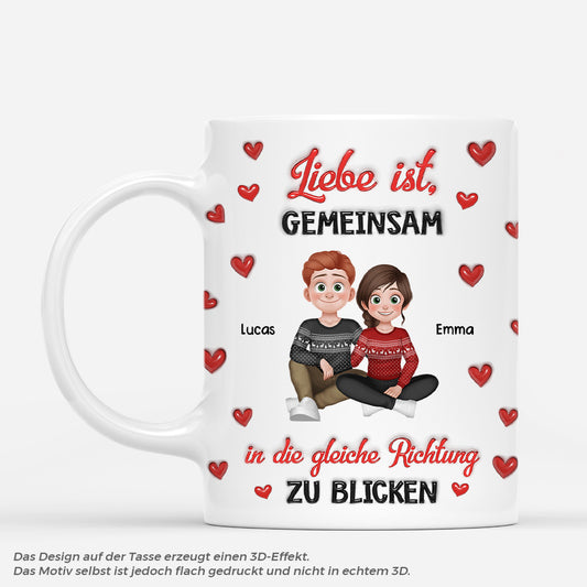 6373MGE1 3d druck effekt liebe ist gemeinsam in die gleiche richtung zu blicken paar tassen personalisiert_ 6373MTLAG_1