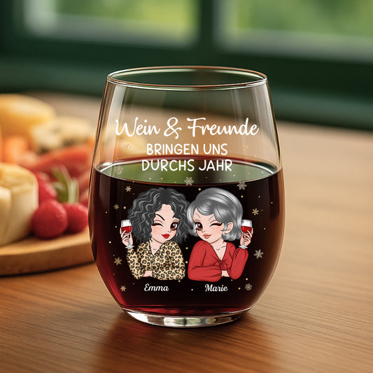 6390IGE1 wein und freunde bringen uns durchs jahr _personalisiertes weinglas ohne stiel beste freundin 6390IK6ZA2