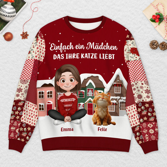 6405WGE2 einfach ein madchen das ihre katze liebt weihnachtspullover katze personalisiert 6405WTVZD_72a8449a d29a 4815 96a1 679ac8958a7a