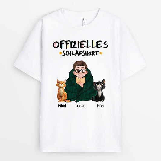 6408AGE1 offizielles schlafshirt katzen t shirt personalisiert buntstifte cartoon 6408AKL5D