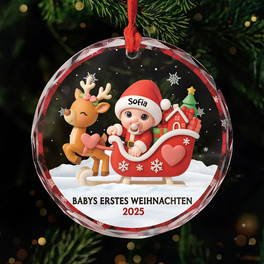 6426OGE1 3d druck effekt babys erstes weihnachten glas weihnachtsschmuck_ personalisiert zur geburt rentierschlitten 6426O8V5K