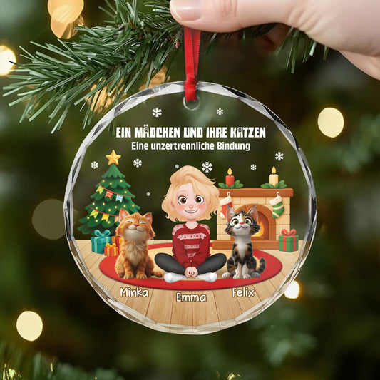 6454OGE1 verbundenheit zwischen mensch und katze glas weihnachtsschmuck personalisiert 6454OKLTD_2