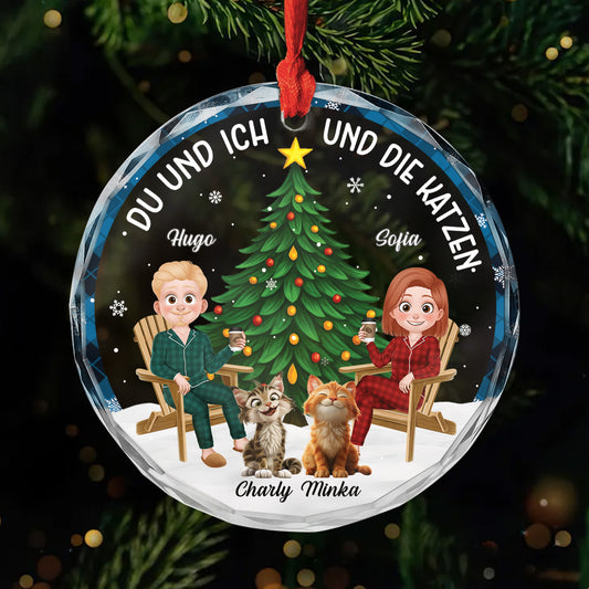 6458OGE1 du ich katzen glas weihnachtsschmuck personalisiert paar 6458O3VMD