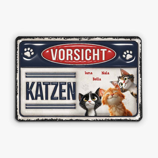 6499EGE2 3d druck effekt vorsicht katzen turschild katze personalisiert_ 6499ETVAD