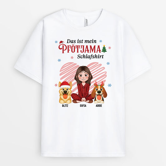 6528AGE1 das ist mein pfotjama schlafshirt weihnachts t shirt hund personalisiert blumen 6528ATQCC