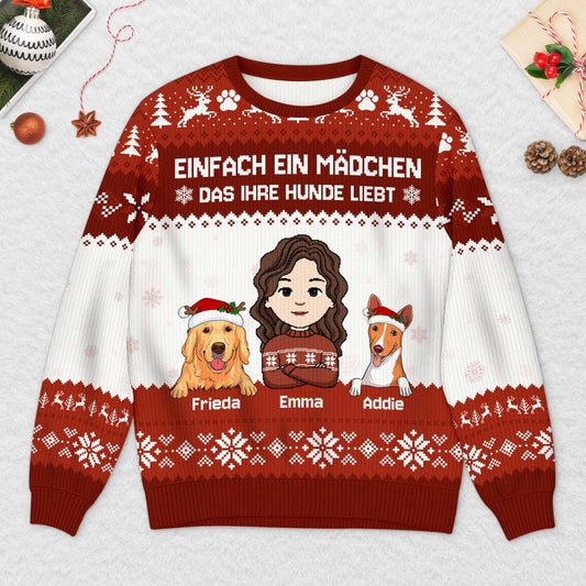 6567WGE2 einfach ein madchen das ihren hund liebt weihnachtspullover personalisiert hund 6567WTVNC